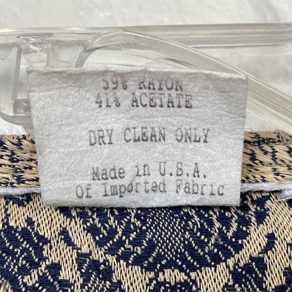 Vintage Beige & Grey Floral Tapestry Cropped Lightweight Blazer Jacket - Picture 7 of 8